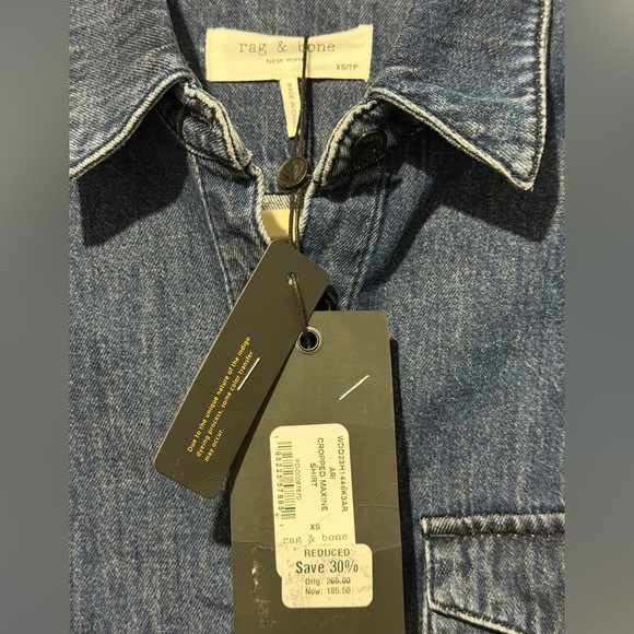 Rag & Bone Maxine Denim Cropped Shirt Size XS NWT - Picture 2 of 4